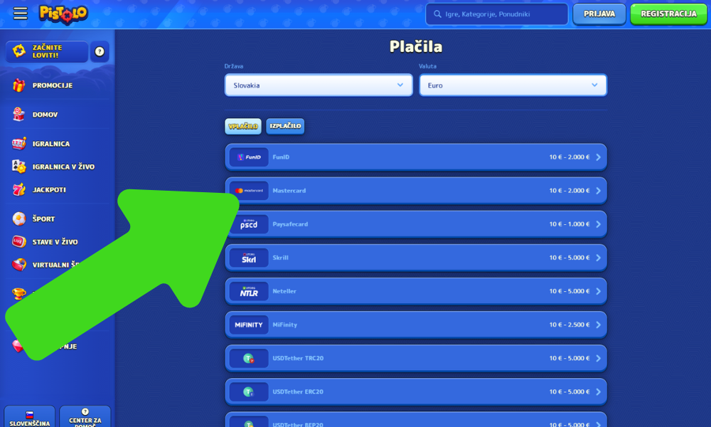 Izberite način plačila