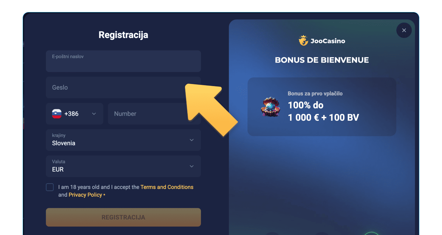 Registrirajte se v igralnici, ki je na voljo v Sloveniji