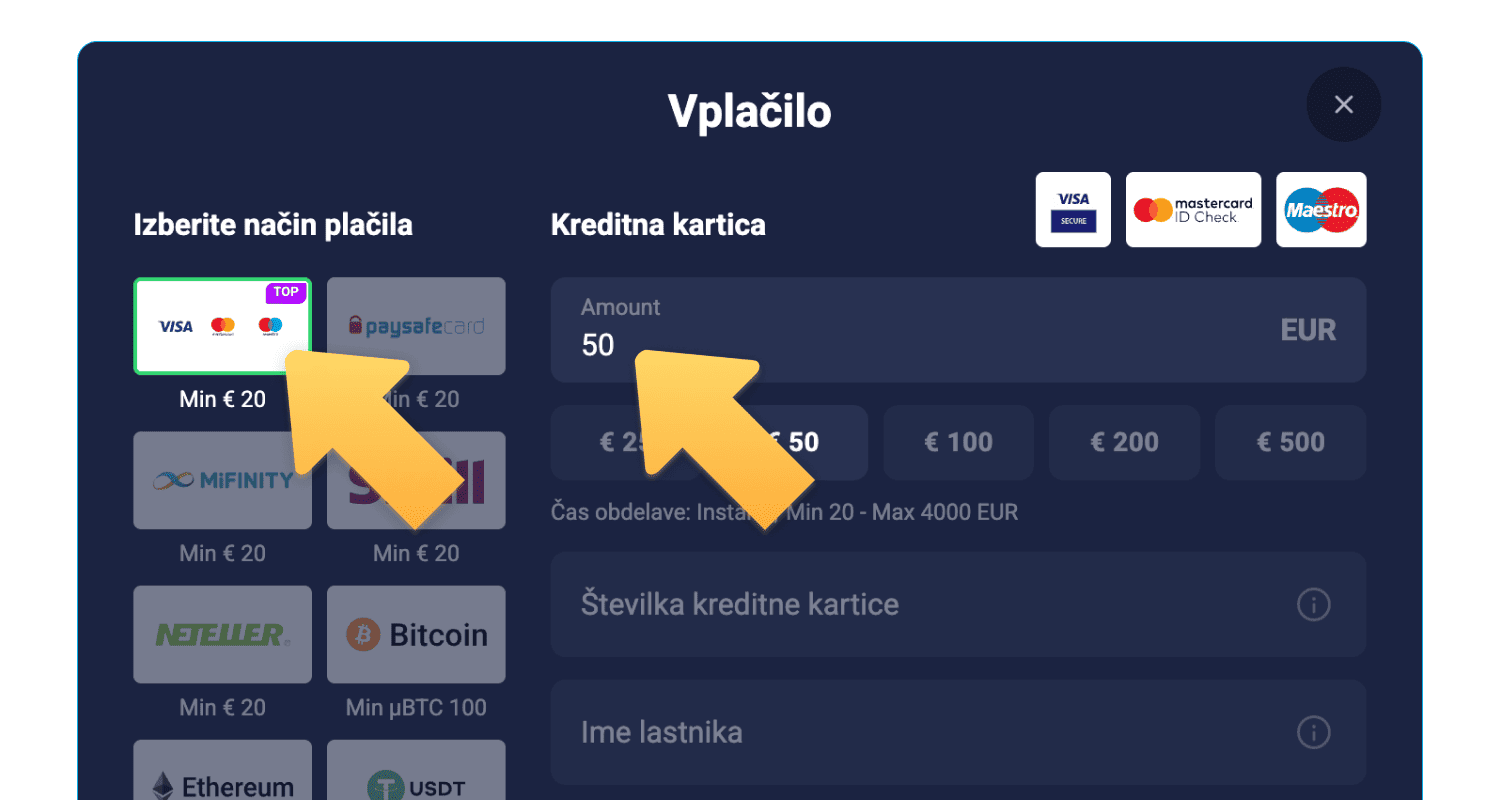 Napolnite svoj račun v igralnici, ki je na voljo v Sloveniji