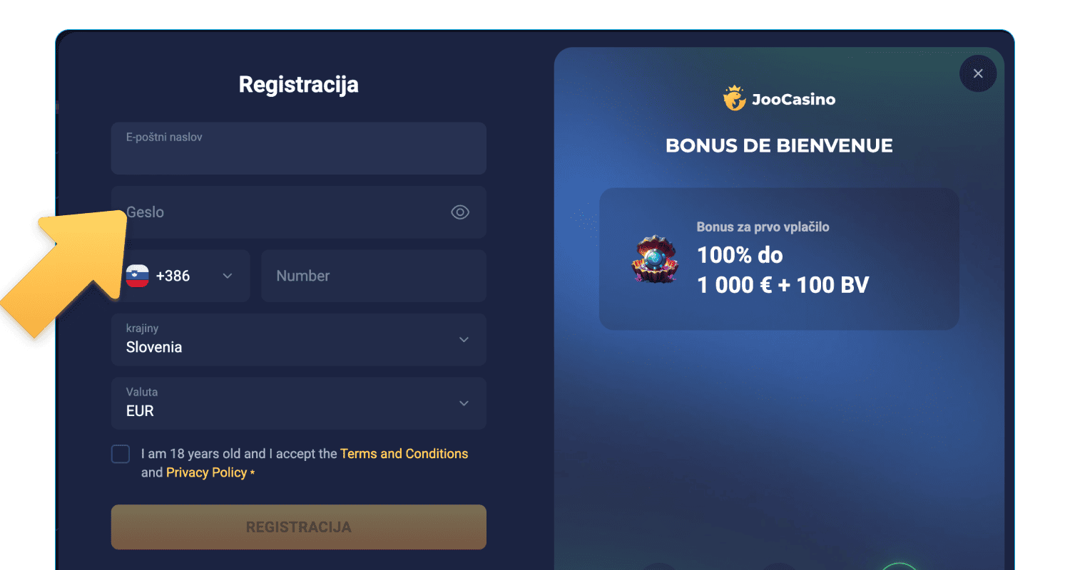 Registrirajte se v igralnici, ki je na voljo v Sloveniji