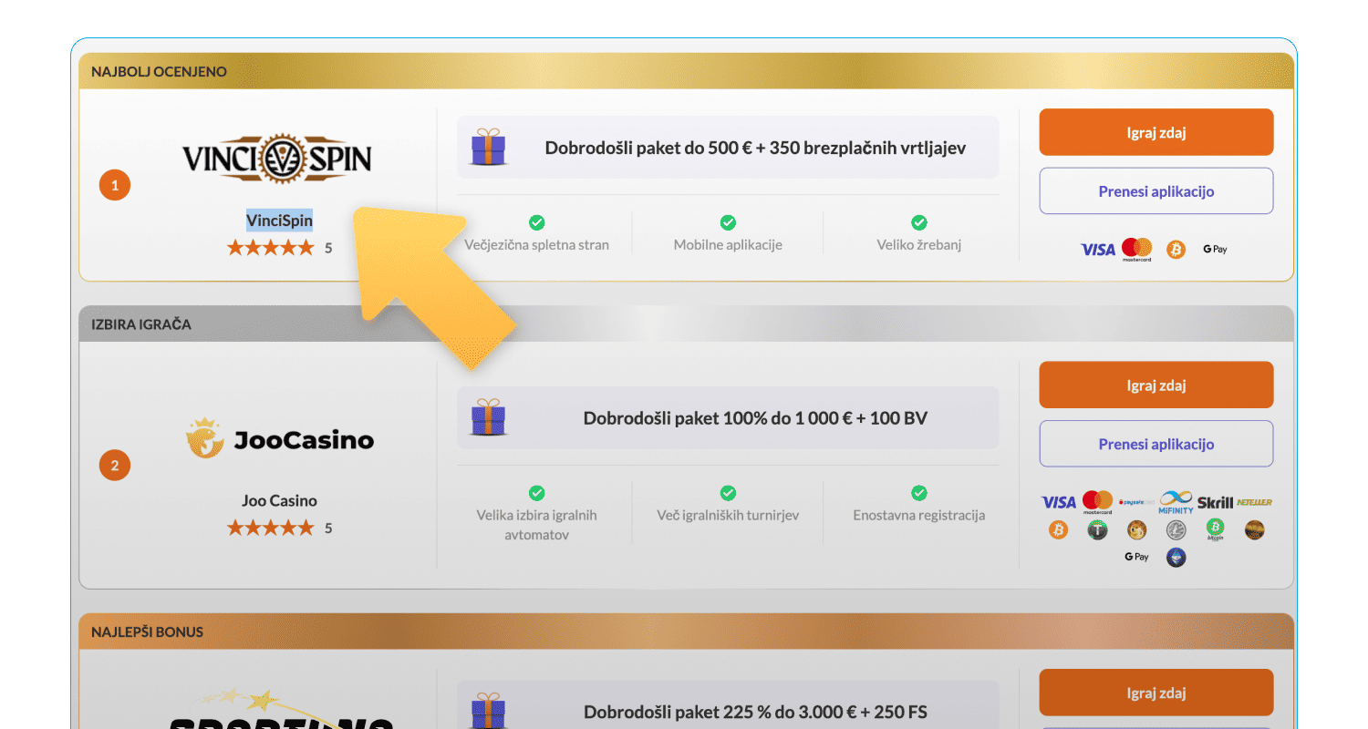 Izberite spletno igralnico v Sloveniji