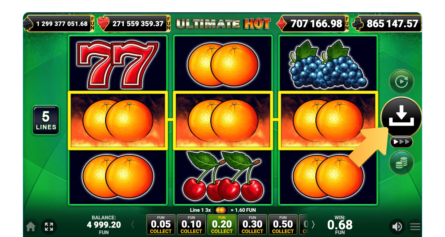 Zbirajte dobitke v igri Ultimate Hot v spletni igralnici v Sloveniji