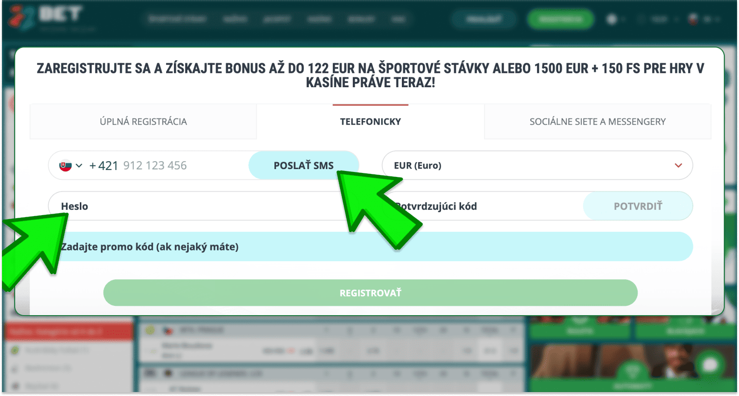 Vyplňte údaje pri registrácii na webovej stránke kasína 22bet na Slovensku