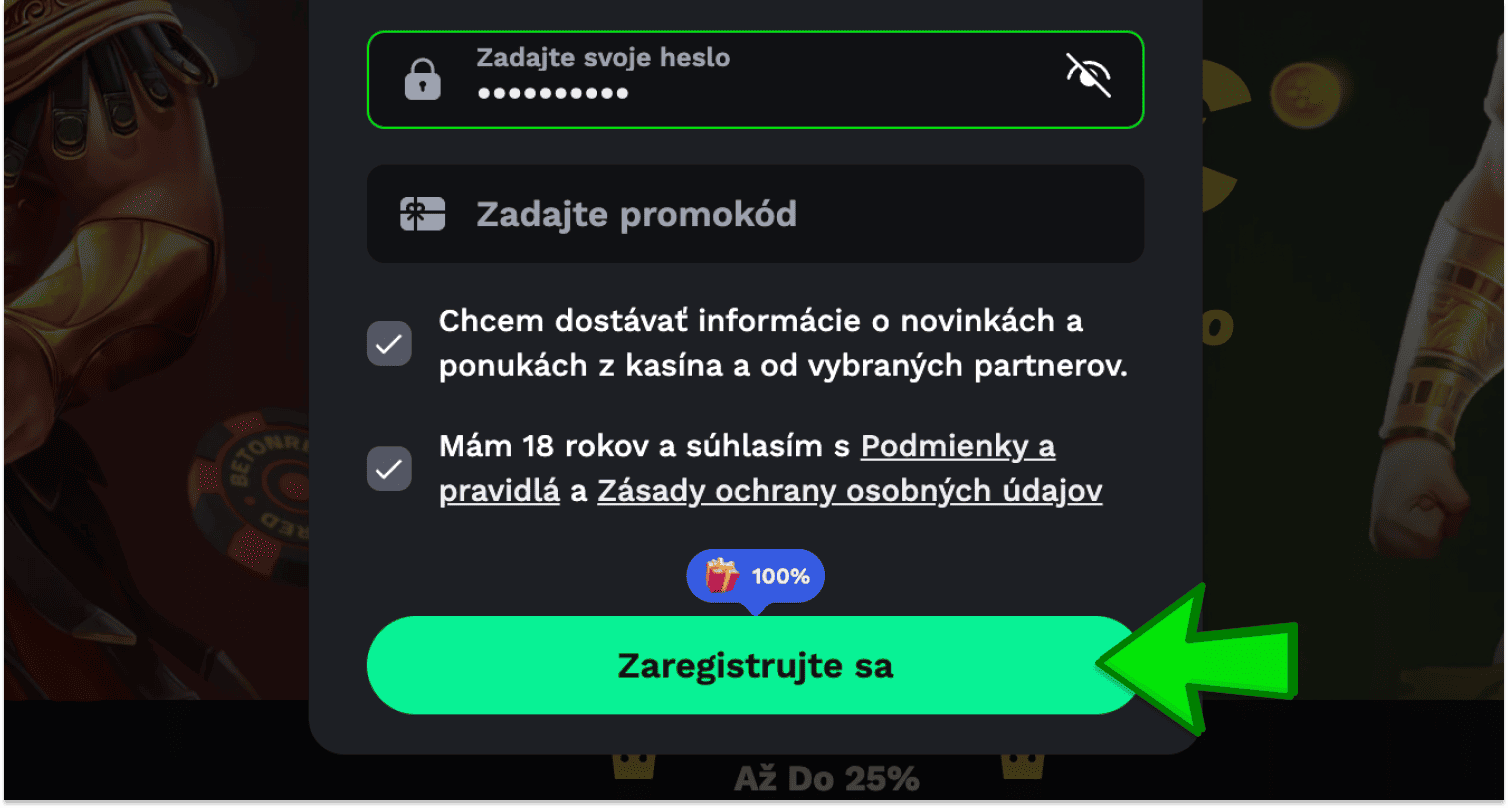 Potvrďte svoju registráciu na BetOnRed na Slovensku