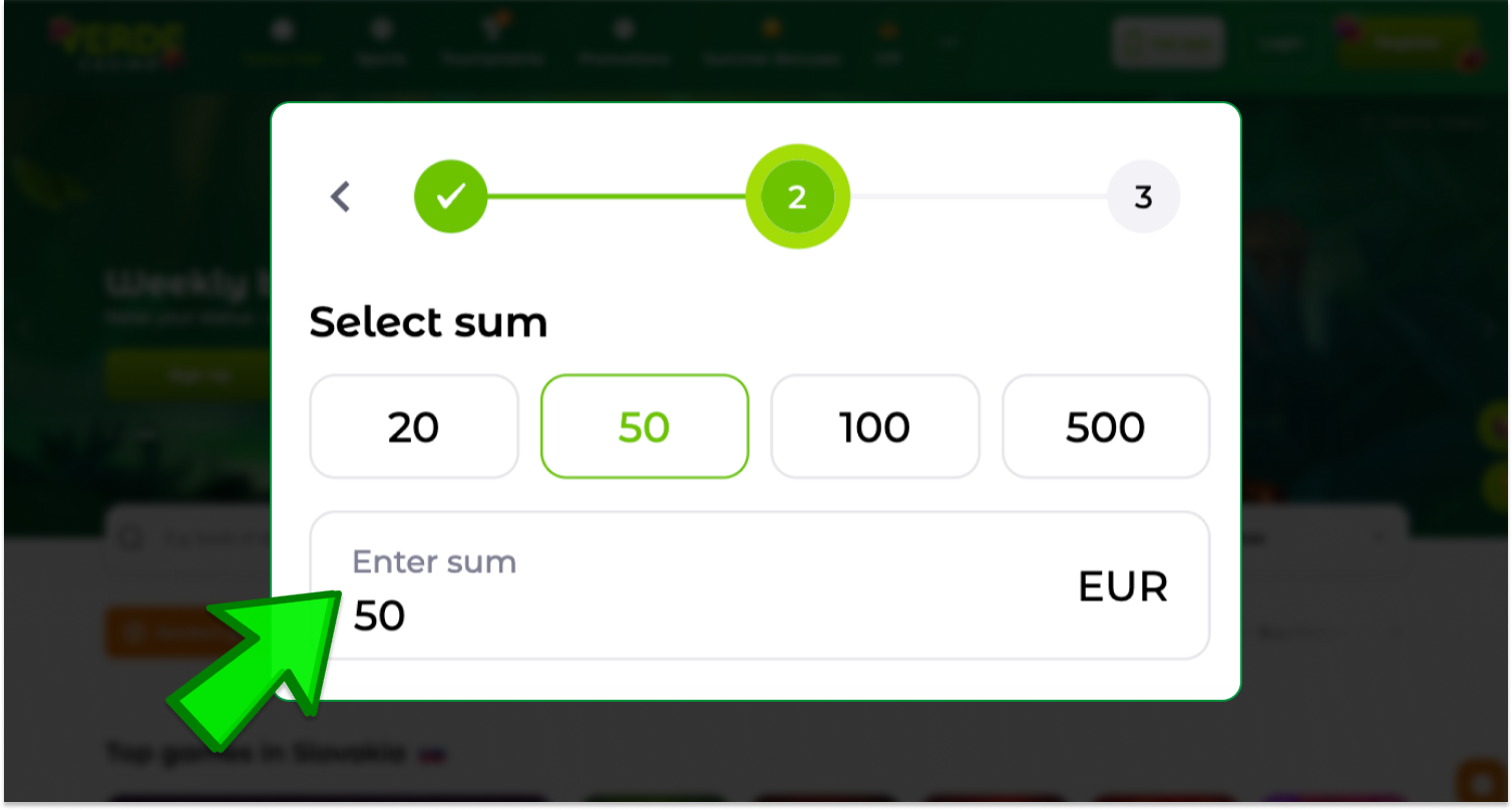 Zadajte sumu výberu, ktorú chcete vybrať zo svojho zostatku na webovej stránke kasína na Slovensku