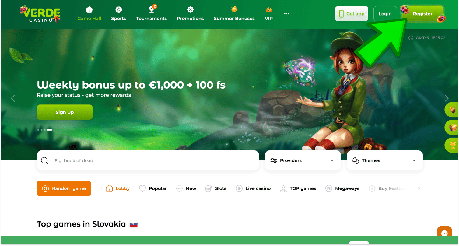 Navštívte oficiálnu webovú stránku Verde Casino a začnite registráciu na Slovensku