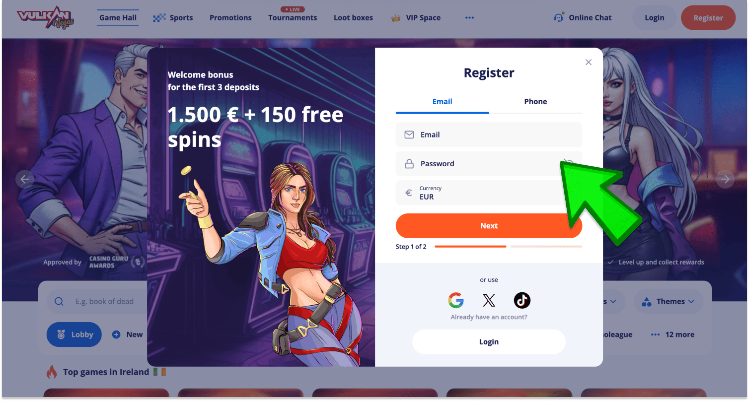 Pri registrácii na webovej stránke Vulkan Vegas na Slovensku vyplňte svoje údaje