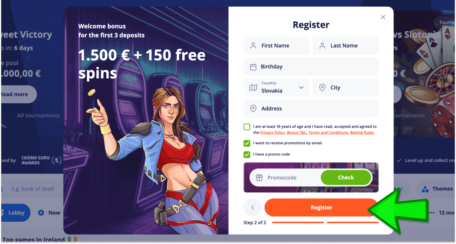 Dokončite registráciu na webovej stránke Vulkan Vegas na Slovensku