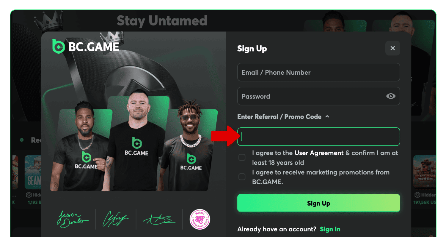 Unesite promotivni kod kada se registrujete za BC.Game u Srbiji