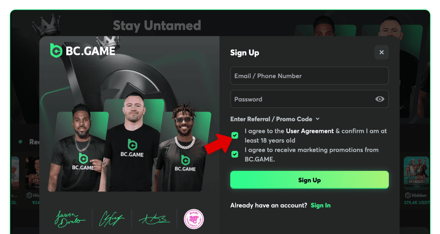 Označite korisničke konvencije i obaveštenja na veb lokaciji BC.Game u Srbiji
