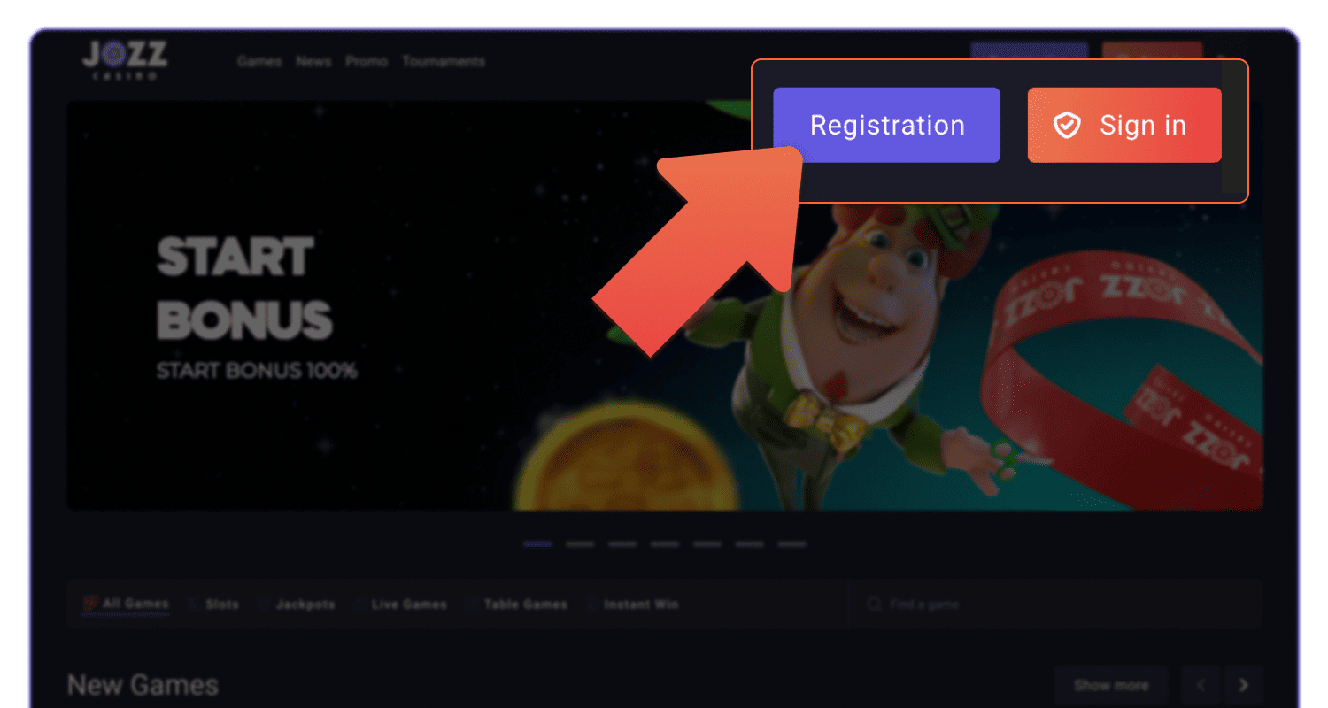 Kliknite na dugme za registraciju na Jozz Casino u Srbiji