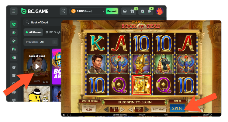 Pronađite i pokrenite igru Book Of Dead