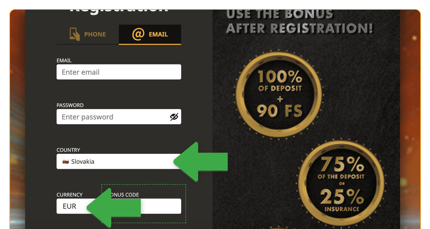 Izaberite lokaciju i valutu na veb lokaciji Play Fortuna u Srbiji