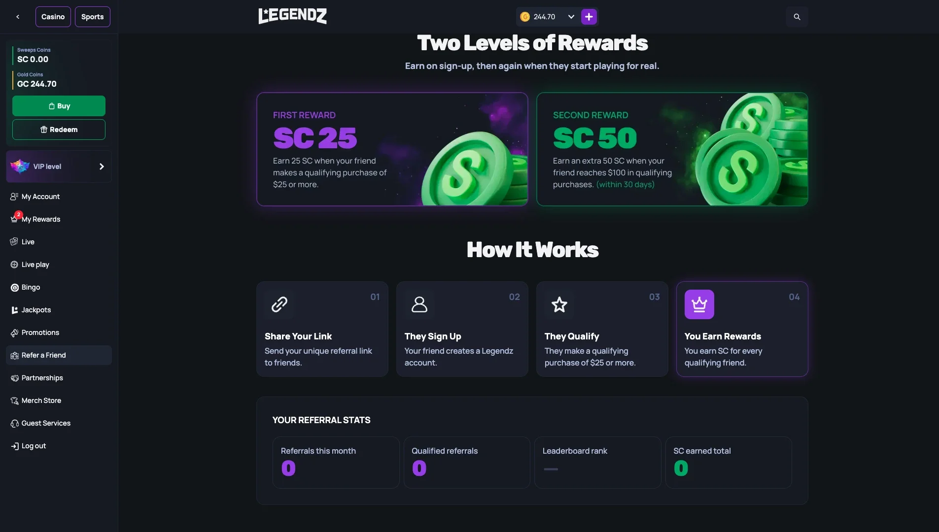 Legendz referral bonus Legendz referral bonus