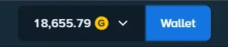 Wallet button next to the Gold Coin balance on Stake.us