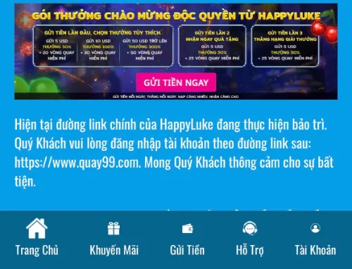 chọn nạp tiền HappyLuke