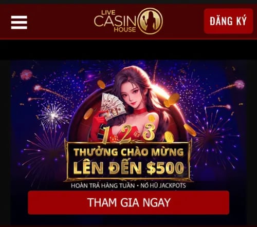 Bấm đăng ký Live Casino House