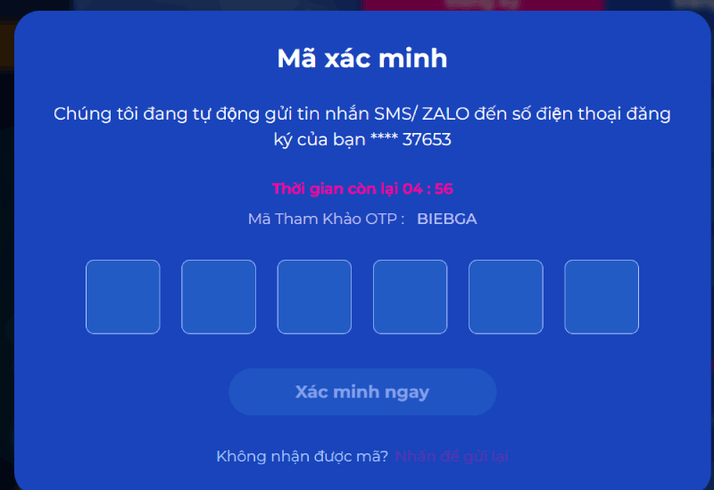 xác minh đăng ký HappyLuke