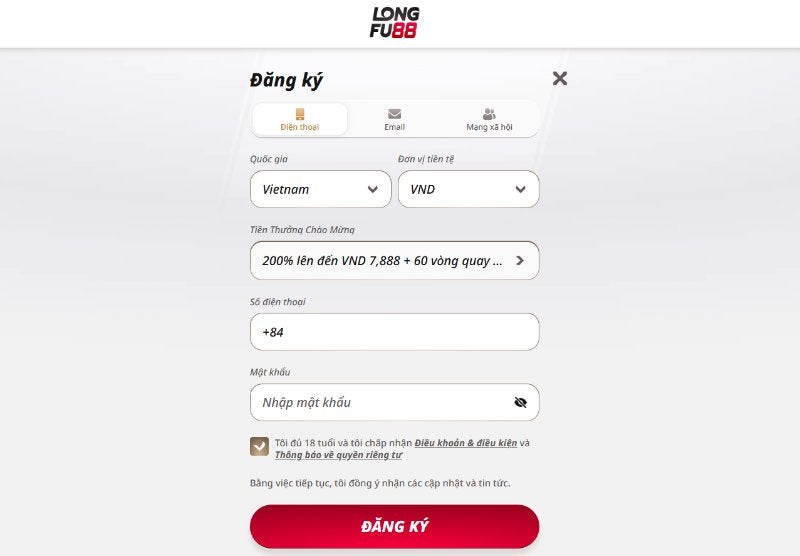 đăng ký Longfu88