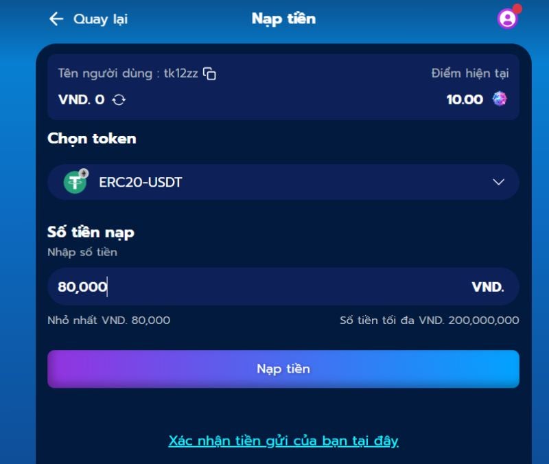 nạp tiền Happy Vegas