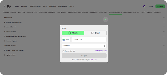 10bet-login-screenshot